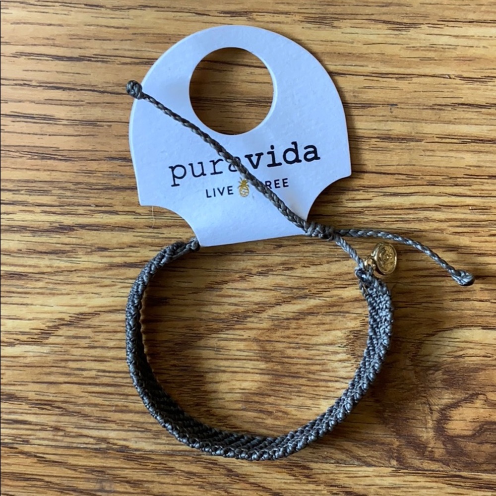 PURE VIDA Grey Braided Bracelet & Gold Charm